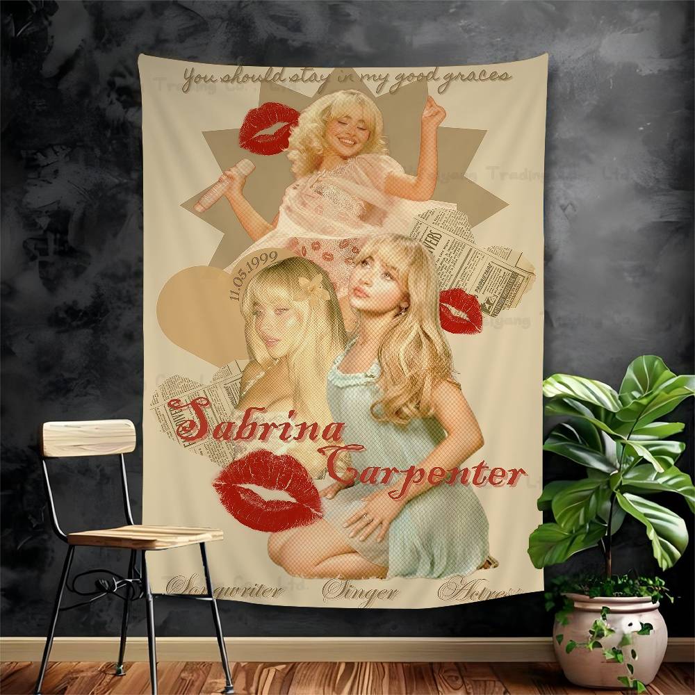 Современная Модная Певица Сабрина DIY Настенный Гобелен Хиппи Цветочные Настенные Ковры Декор Комнаты в Общежитии Настенное Искусство Декор