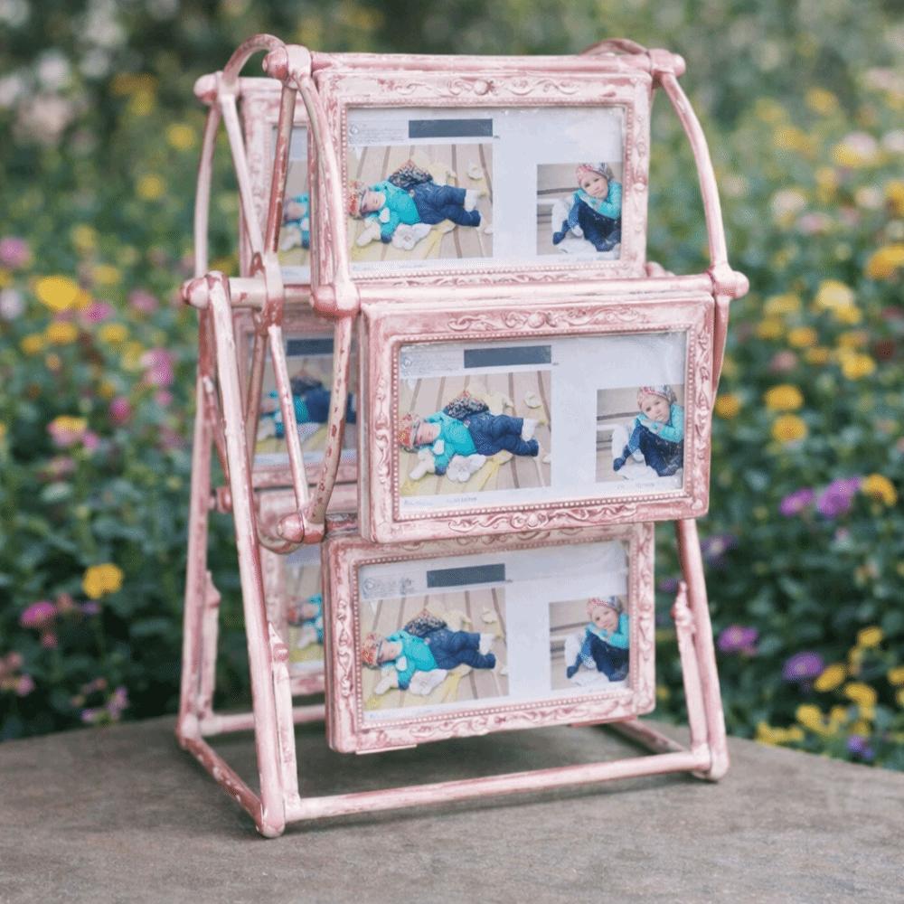 12 Picture Slots Rotatable Photo Frame 360° Spin Photo Display Shelf Birthday Gift