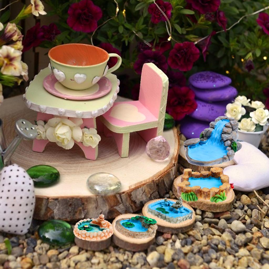 10 Pcs Fairy Garden Miniature Pond Ornaments Accessories Resin Miniature Pond