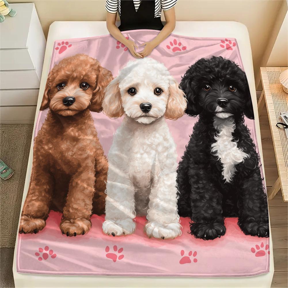 Pink Poodle,pattern Flannel Blanket, High quality Comfortable for All Seasons, Home Decor, Warmth and Comfort, Perfect for Gifts.