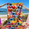 Sesame Street Print Beach Towel, Versatile Lightweight Absorbent Beach Towel for Pool Surf Yoga Bathroom, Perfect Birthday Holiday Gift