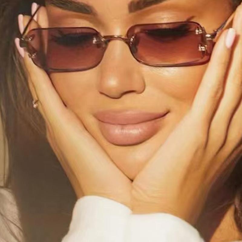 Frameless Sunglasses Small Frame Fashion Trimmed Sunglasses Spice Girl Same Sunscreen Sunglasses Women