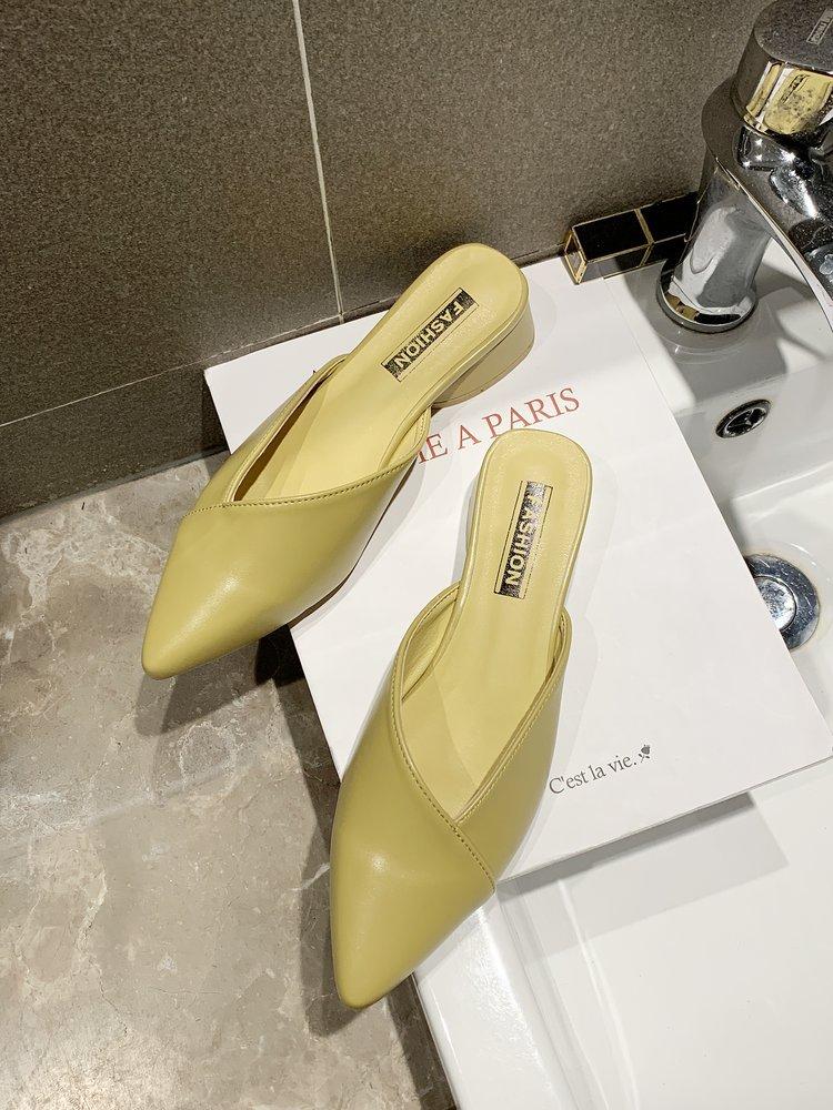 Одиночные туфли с острым носком, летние, новые, полутапочки с сумкой на голову, женская мода, удобная обувь для улицы, универсальные, на низком каблуке, классные тапочки для знаменитостей из Интернета