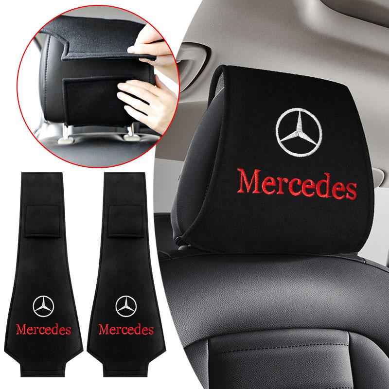 IJZN6 Car Seat Back Headrest Pillow Dustproof Cover Cotton Support Pads Stickers For Mercedes Benz W204 W212 W176 GLC CLA GLA E C G M