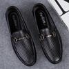 FashionHandmade White Men's Genuine Leather Loafers Wedding Party Men Shoes Luxury Elegant Dress Shoes for Men Breathable Mesh Flats