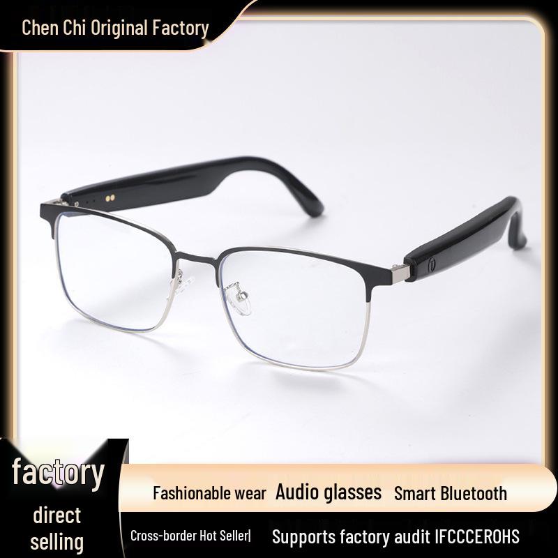 Smart Bluetooth Glasses GS06: Metal Frame, Magnetic Charging, Photochromic Lenses, Stereo Sound.