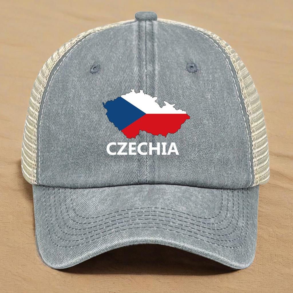 Регулируемая сетчатая кепка Кепка-шляпа от солнца Карта Чехии Флаги Кепки Для женщины Ретро Стильная Snapback Кепка-тракер Идеальный выбор для уличной одежды
