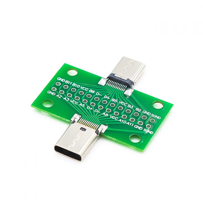Плата разъема USB 3.1D TYPE-C, 24 контакта, Двусторонняя реверсивная вставка, Адаптер «папа-мама»