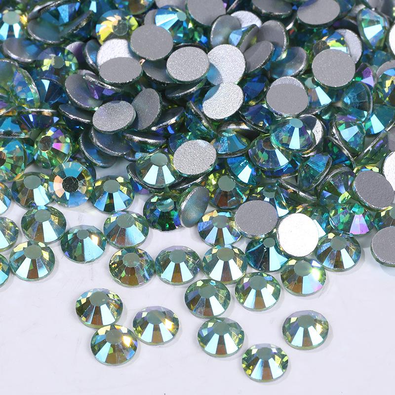 Цветной АБ Хрусталь Плоское Дно Сверло Круглое Сверло для Ногтей Сделай Сам Красочные Украшения для Ногтей