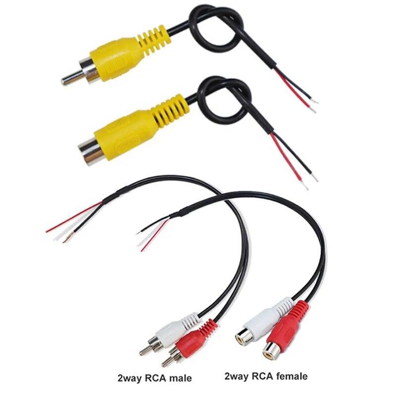 Car Connector Rca Female / Male Audio Cable 1way 2way Adapter Av Single Video Plug Stereo Extension Wire Diy Tools