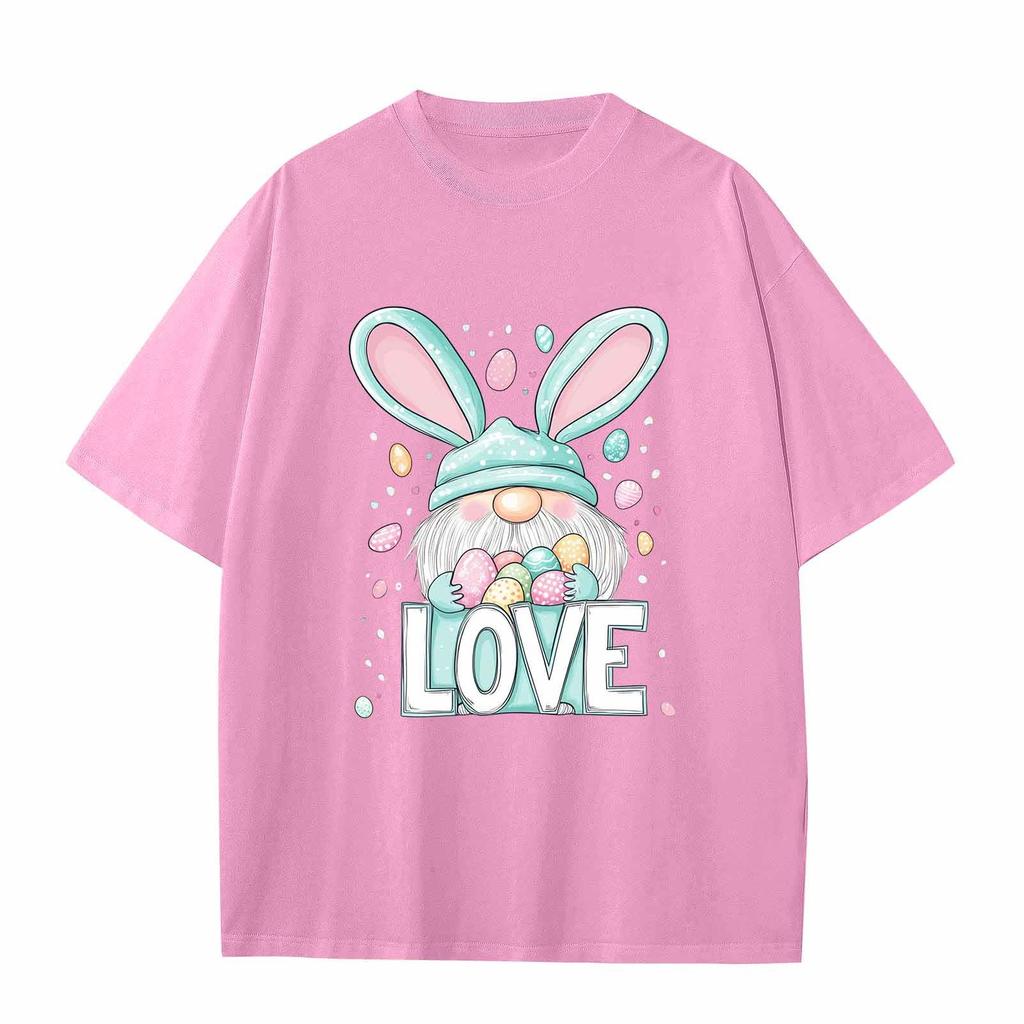 Boys And Girls Casual Loose Easter Print T-Shirt Round Neck Pullover Short Sleeve Top