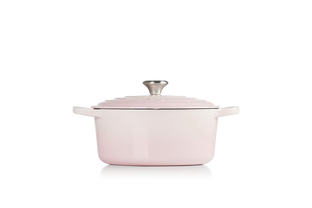 Le Creuset Cast Iron Enameled Pot Cocotte Ronde 22 cm Shell Pink Induction Oven Safe