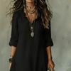 2026 Solid Color Long Sleeve Dress Loose Fit V Neck Maxi Women
