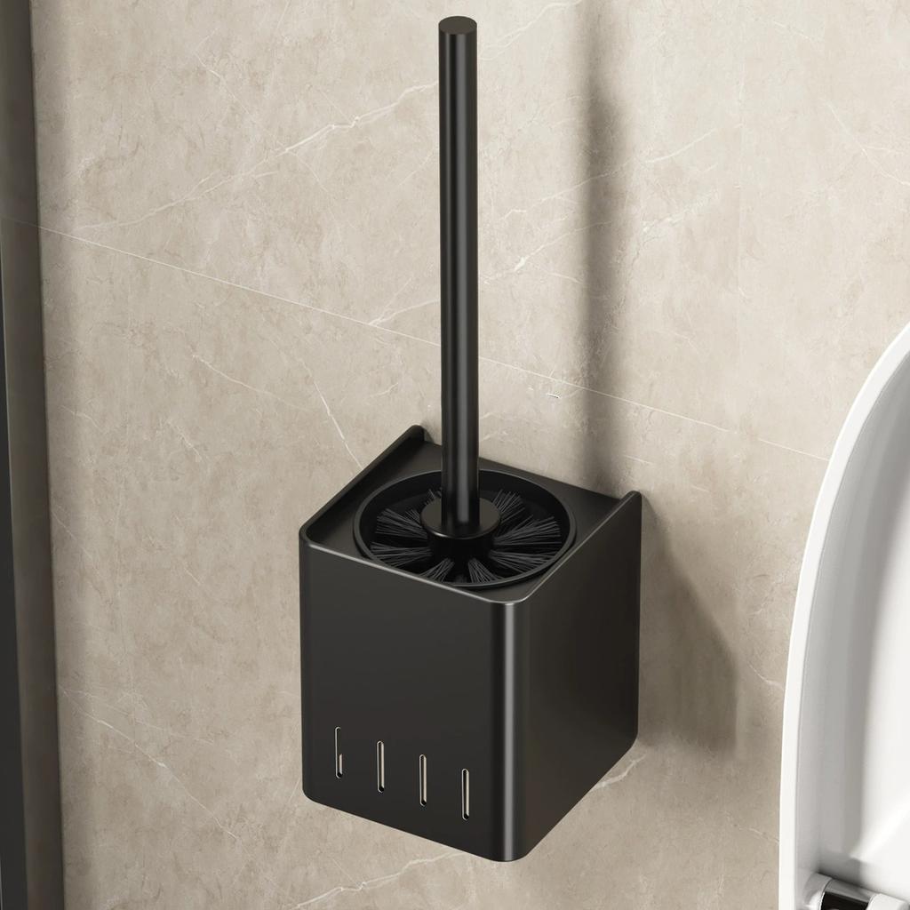 Bathroom Toilet Brush Holder Cleaning Tools Space Aluminum Wall Mounted No Drill Vertical Toilet Brush Bathroom Accessories
