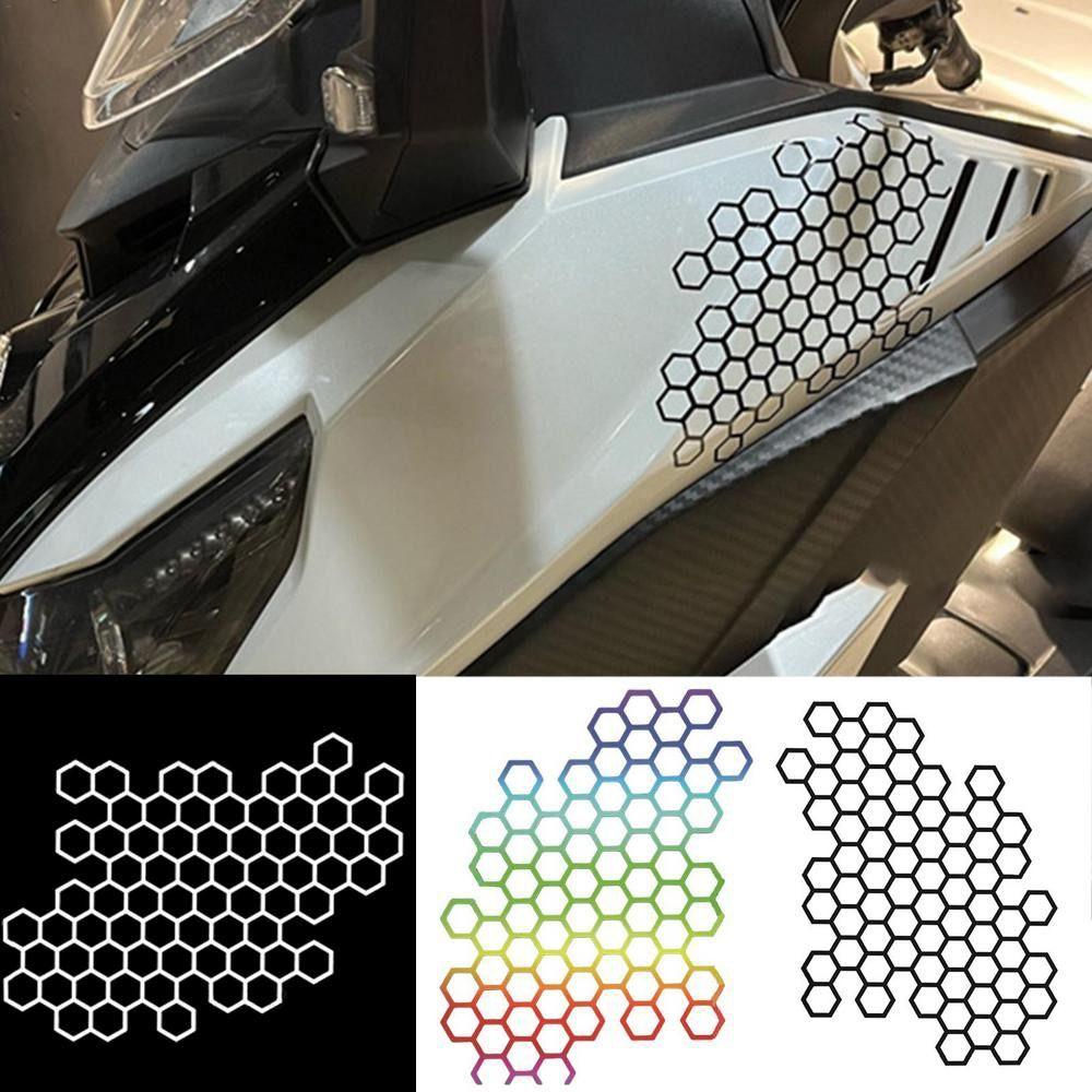 Dust-proof Bumper Helmet Ornament Motorcycle Decorative Sticker Reflection Honeycomb Decals