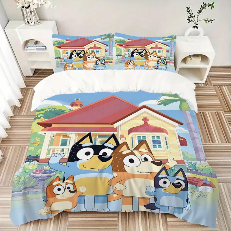 Bluey'S Colorful Adventures Print 3Pcs Bedding Setduvet Cover With 2 Bedropillowcase Home Birthday Gift