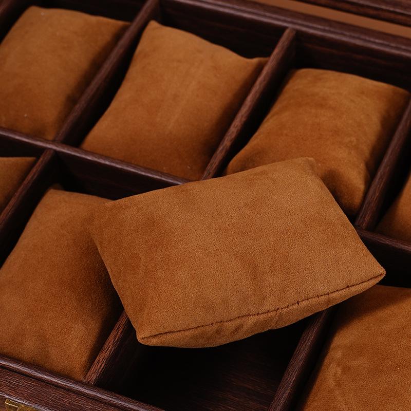 Exquisite Vintage Wood Grain Leather Watch Box with Dustproof Glass Lid for Wristwatch Display and Storage.