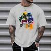 Men Fashion Crew Neck Short Sleeve Console Print Sleeve Cotton T Shirt Top