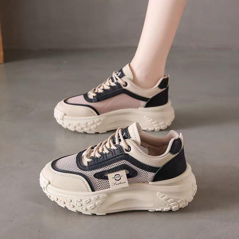 Women's Shoes New Versatile Single Mesh Sneakers Students Platform Dad Shoes Summer Hollow Out Maternity Shoes