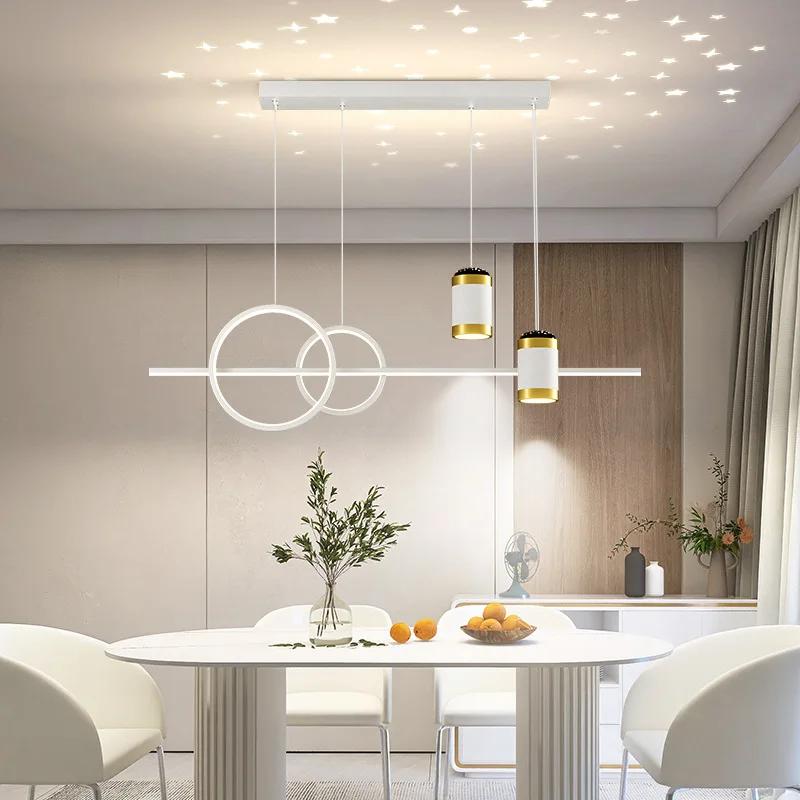 Светодиодная люстра Nordic Starry Sky, светильники для современного обеденного стола, подвесные светильники, роскошный минималистский длинный бар для внутреннего использования