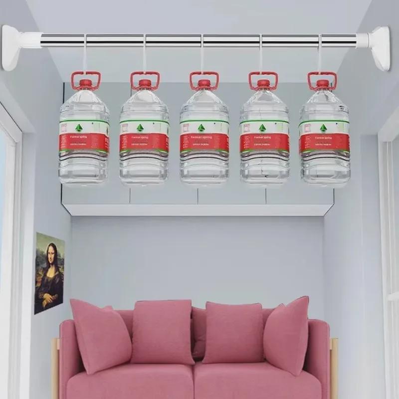 Telescopic Punch-Free Balcony Clothes Drying Rack - Stainless Steel Rod for Household Use