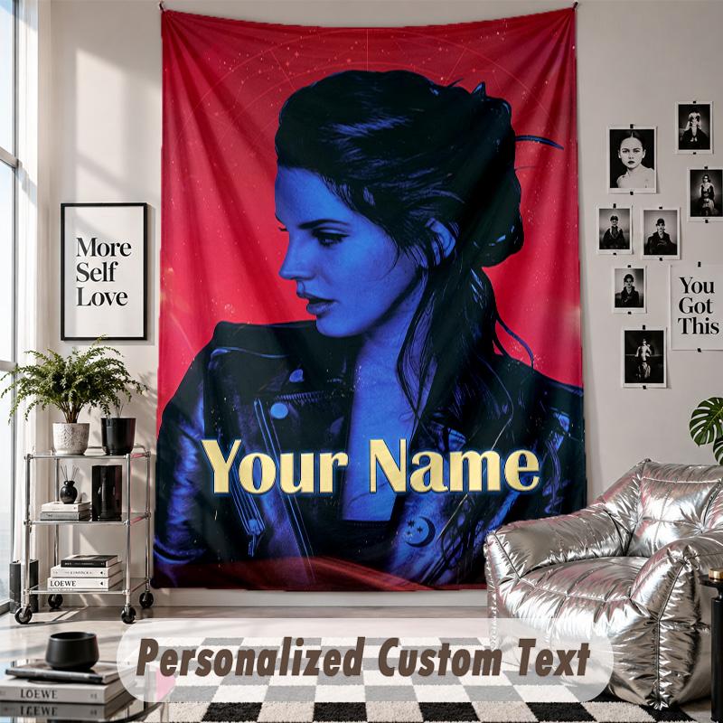 Wall Hanging Tapestry With Custom Name & Text, Lana Del Rey Decorative Tapestry For Bedroom