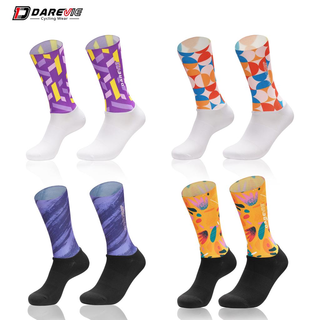 Darevie Manufacturer Knit Cycling Socks Custom Breathability One Piece Elastic Cycling Socks