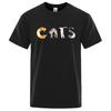 Letters Made Up Of Cats Funny Print Tshirts Men Oversized Cotton Clothing T-Shirt High Quality Brand Loose Shirts