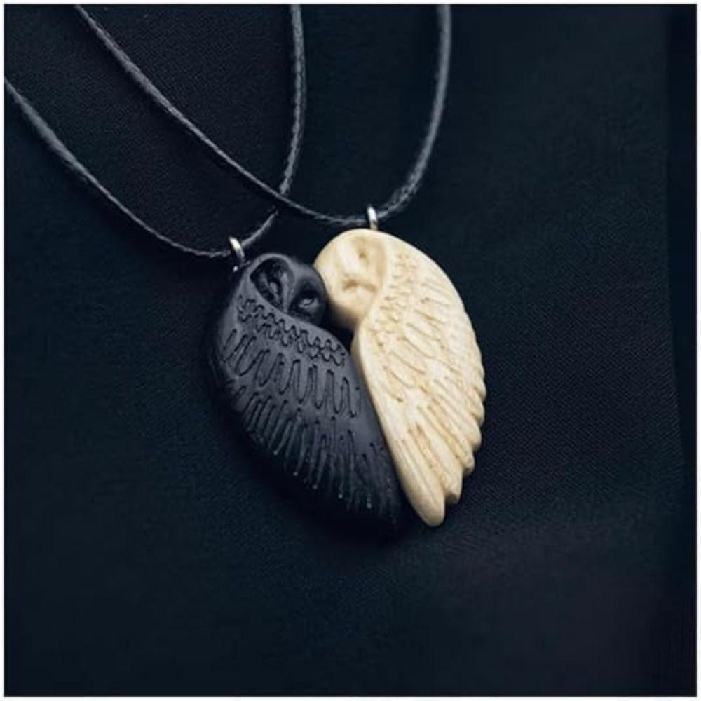 Deer Pendant Couple Necklace Lucky Matching Necklace Creative Gift Wooden Owl Pendant Necklace