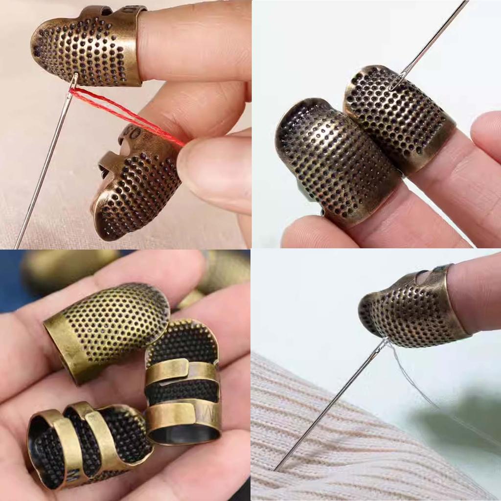 Adjustable Metal Thimble for Hand Sewing, Antique Bronze Finger Protector Ring - Embroidery Craft DIY Accessories