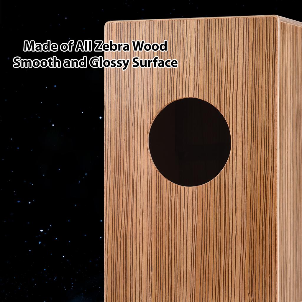 Коробка для барабана Cajon, деревянный барабан, ручной барабан, гладкая глянцевая поверхность, ударный инструмент из древесины зебры для