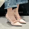 Fashion Pink/black Satin High Heels Women's Bow Shallow Back Strap Thin Heel Sandals Pointed Toe Slingback Fashion Summer 8.5Cm Sandals