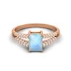 7X5MM Octagon Larimar Gemstone 925 Sterling Silver Rose Plated Solitaire Split Shank Women Wedding Ring