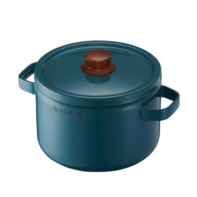 BONIQ эмалированная дымчато-синяя кастрюля для пасты глубокая кастрюля для приготовления пищи кастрюля прямого огня IH диаметр 22 см высота 19 см без крышки низкотемпературная кастрюля для приготовления пищи низкая