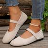 Faux Suede Mary Jane Flat Shoes for Women Comfortable Flats Toe Female Casual Shoes Plus Size
