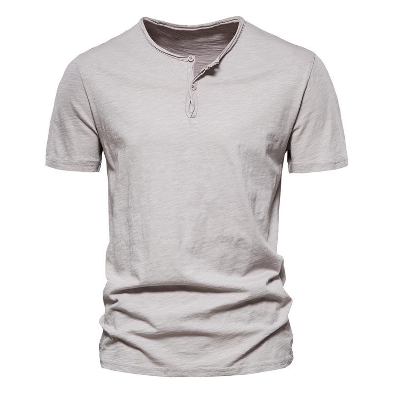 Summer Solid Color Short-sleeved Men's Casual Slim Round Neck Cotton T-shirt
