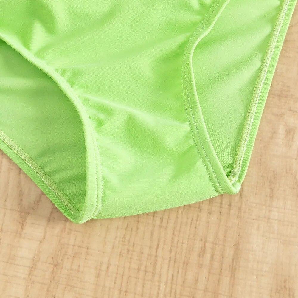 Avocado Printed Green Girls One Piece Swimsuits 5-14 Years Lemon Print Yellow Children Swimwear Kids Bathing Suit Beachwear