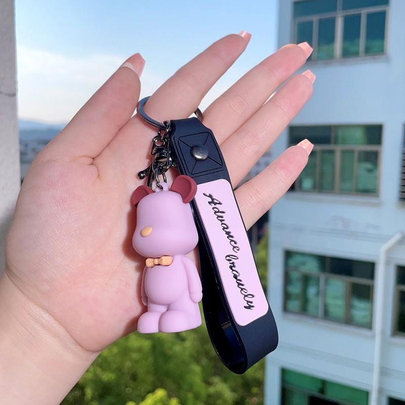 Подвеска на рюкзак, силиконовая кукла, свирепый медведь, автомобильный брелок, галстук-бабочка, медведь, подарок для мальчиков и девочек, мультяшный, креативный, милый, ювелирный аксессуар