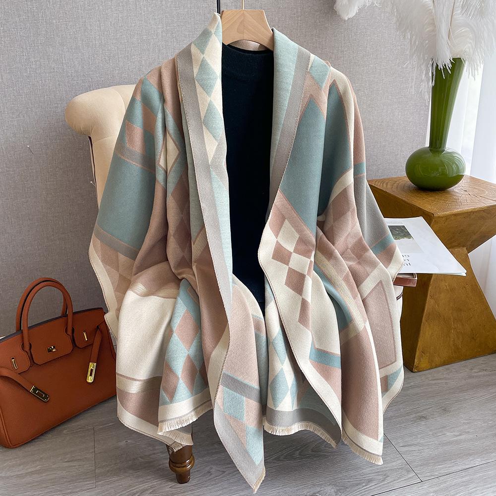 Chic Geometric Plaid Scarf - Generously Sized & Luxuriously Soft - Timeless Black & White Color Block with Tassel Accents Perfect for Autumn & Winter