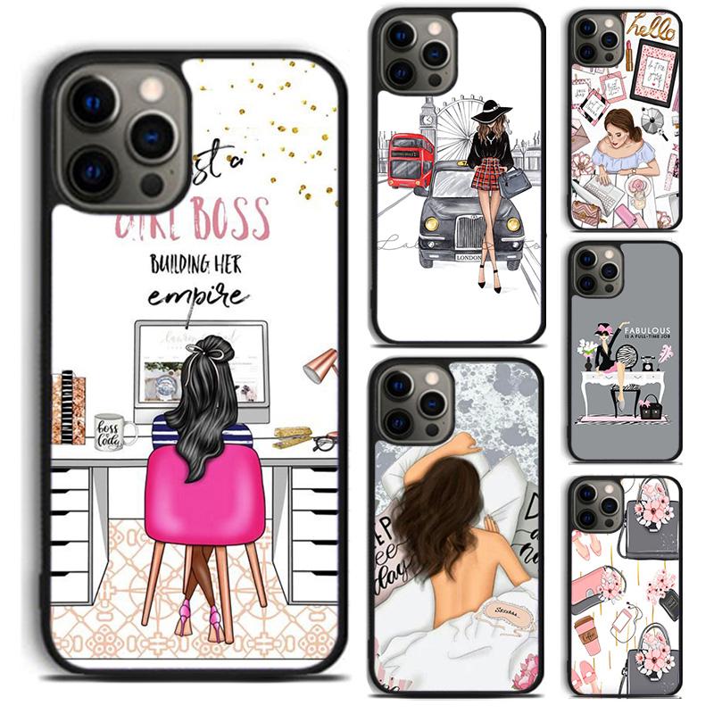 Girl Boss Pink Women Cartoon phone Case Cover For iPhone 17 Air 16 15 14 Plus apple 16 11 12 13 Pro Max coque