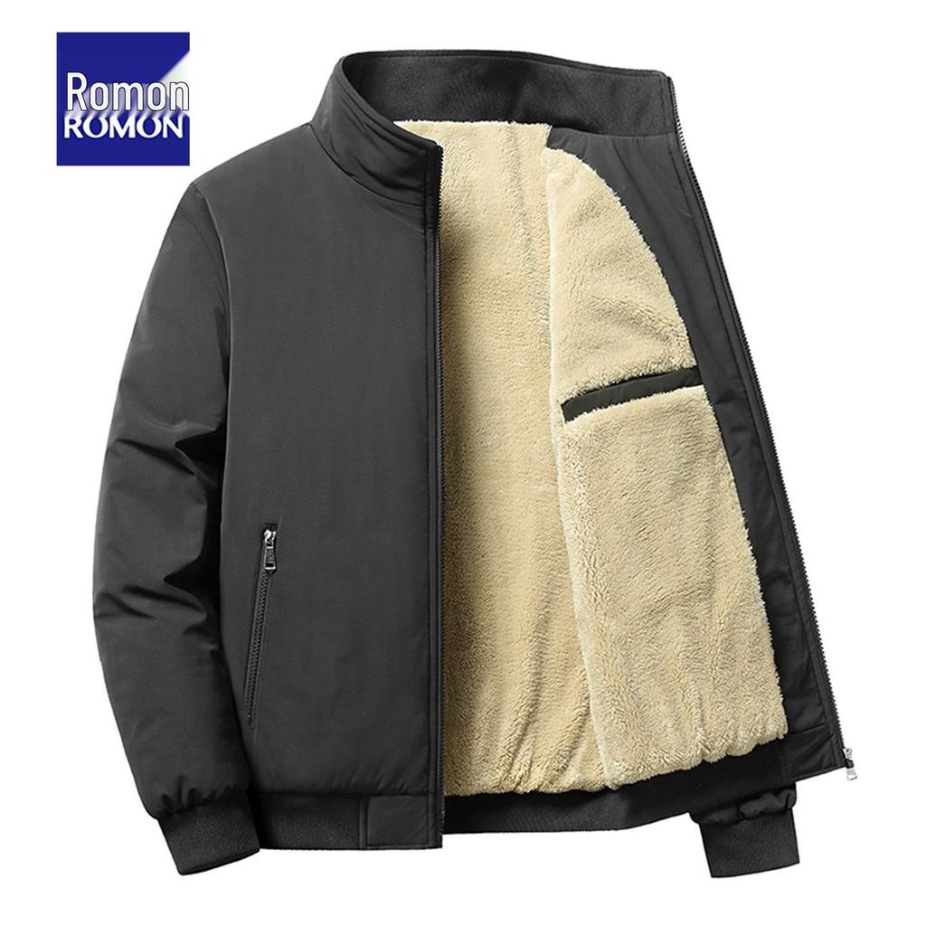 Мужская кожаная куртка Pierre Cardin 2025 с воротником-стойкой - Повседневная, Универсальная, Теплая, С подкладкой из бархата для мужчин среднего возраста