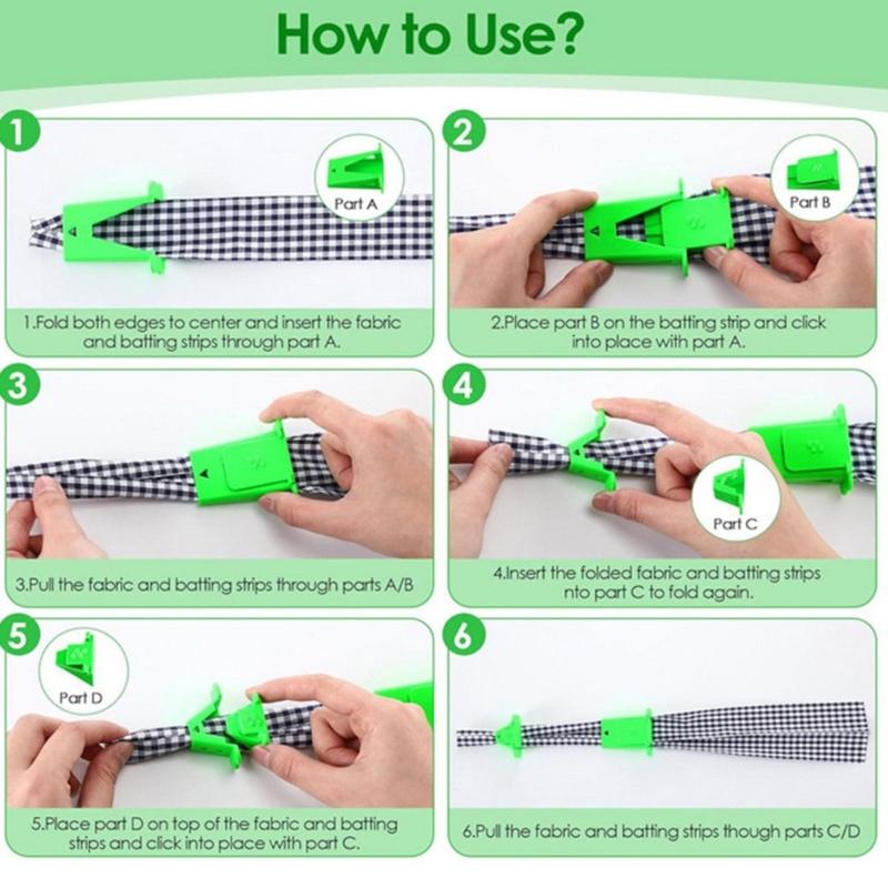 4Pcs Professional Fabric Tube Maker Plastic Sewing Rolling Tool For Handmade Bedding Rug Making Knitting Craft Project
