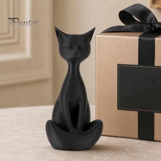 Коллекционная Арт-фигурка кота, 3D-печатная медитирующая фигурка, Современная абстрактная скульптура в позе со скрещенными ногами, Минималистичный декор для стола в офис