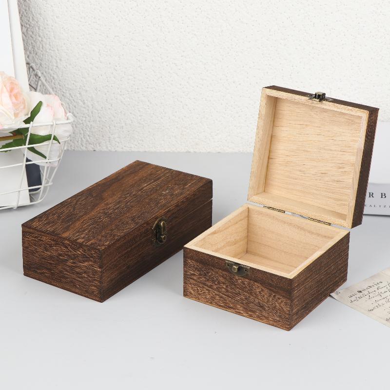 New Vintage-Inspired Boxes With Lid Square Hinged Jewellery Craft Storage Box For Home Decoration DIY Hand-Made Mother's Day