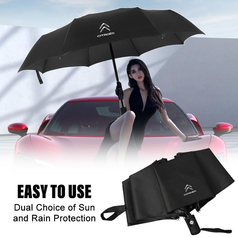 GEFR3 Windproof Rain Fully Automatic Compact 3 Folding Umbrella Car Accessories For Citroen C1 C2 C3 C4 C5 X7 Berlingo Xsara C8 DS3