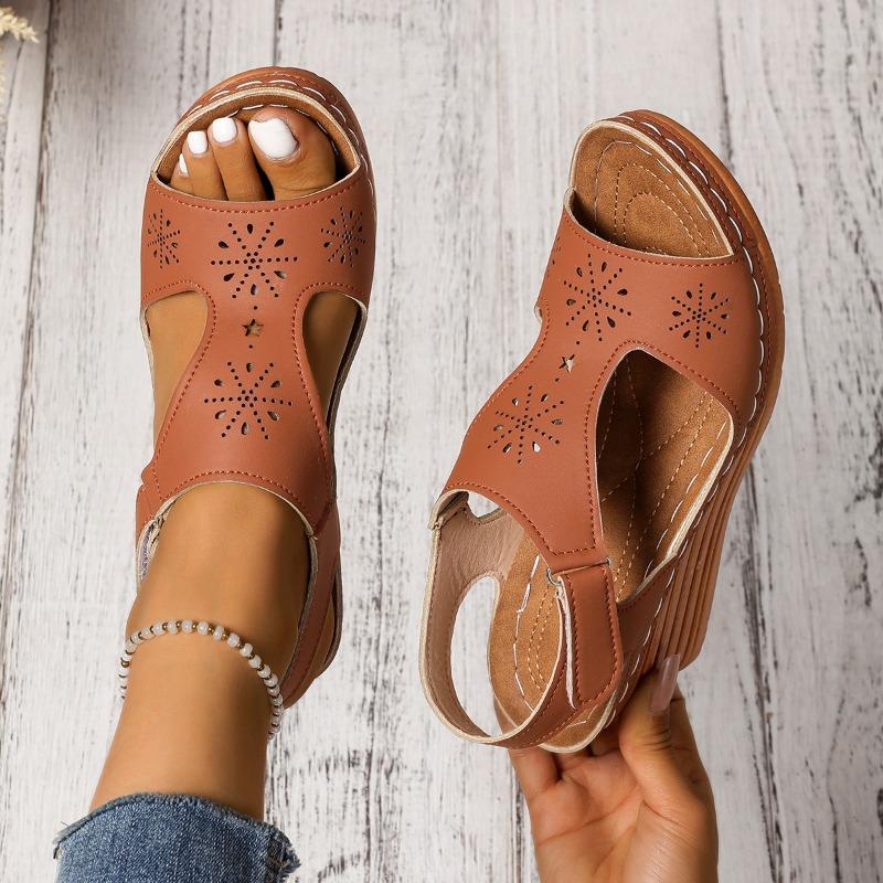 Босоножки больших размеров Женские Летние 2025 Новые Босоножки на платформе с вырезами и липучками Женские