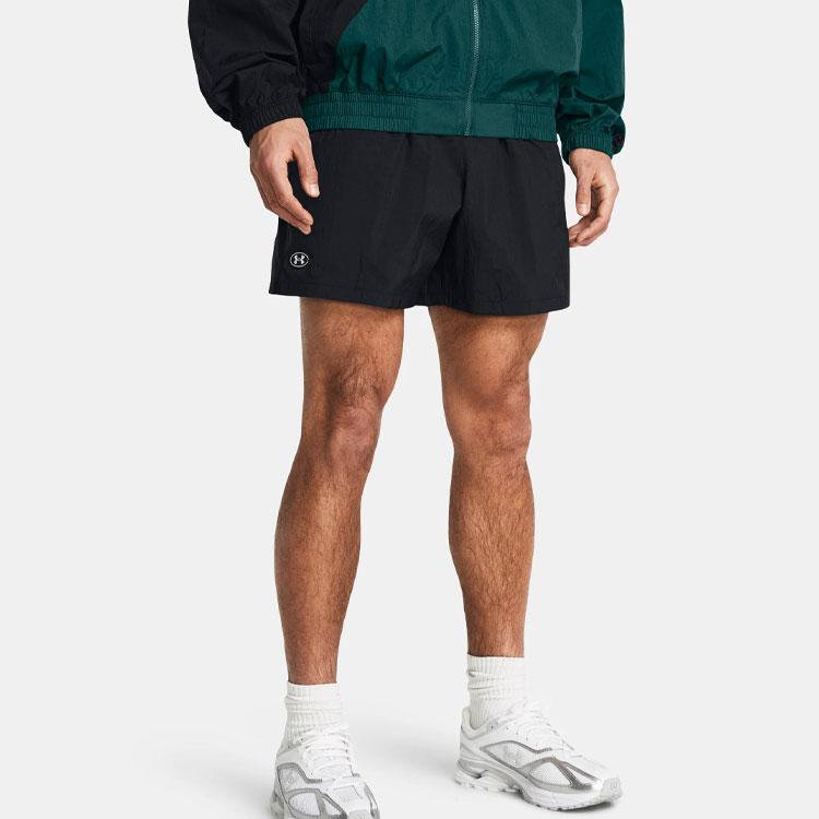 Under Armour Твердые прямые тканые повседневные шорты с логотипом, мужские шорты, черные 1383351-001