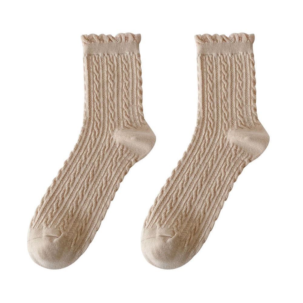 1/5 Pairs Lace Winter Thickened Wool Socks Warm Polycotton Snow Socks Soft Women's Floor Socks