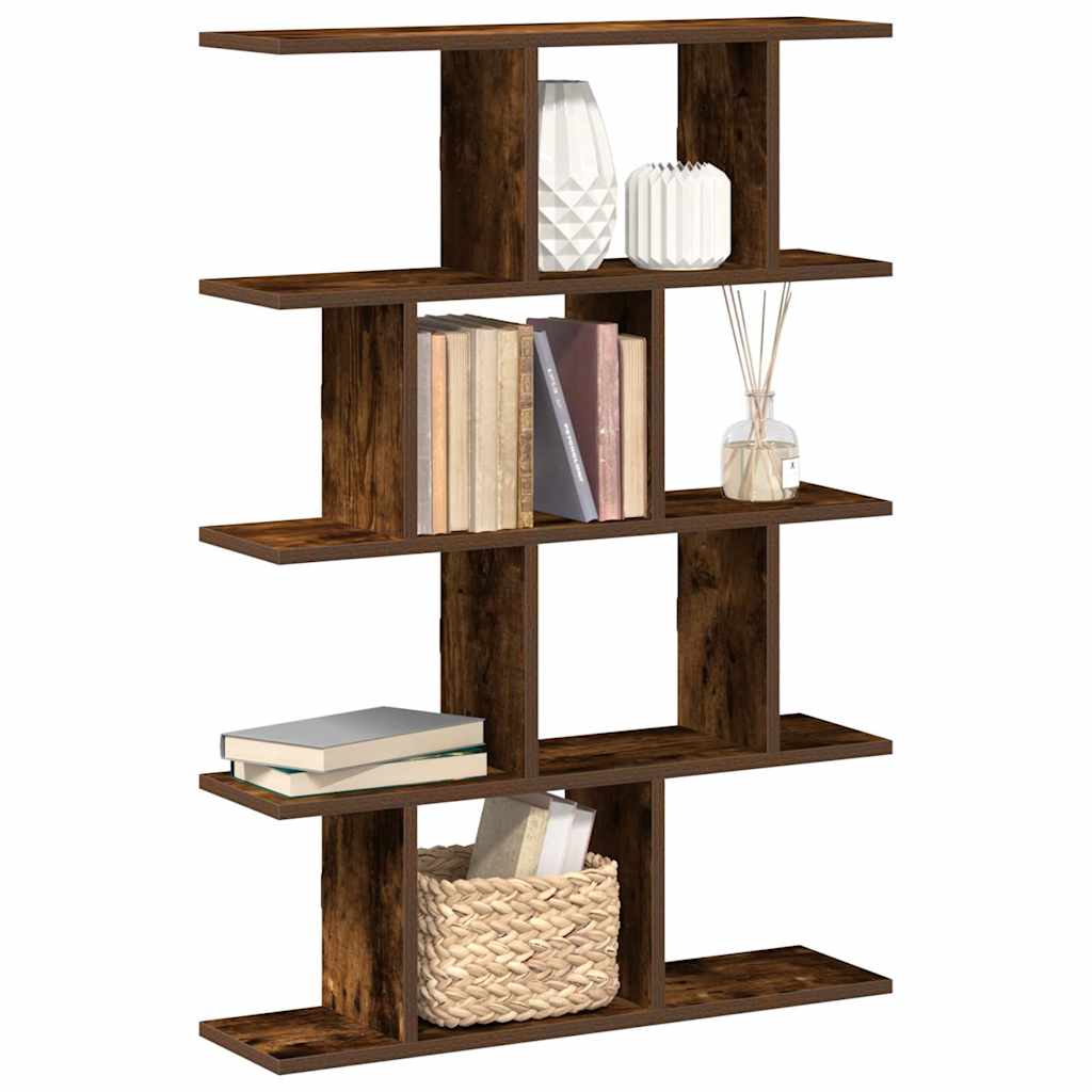 Cube Shelf with 12 Compartments Smoked Oak Finish Wood Based Material