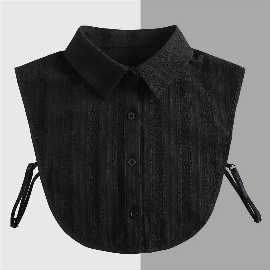 New Women White Lace Fake Collar Vintage Shirt Detachable Collar Front Tie Men Lapel Blouse Top Sweater Cotton False Collars